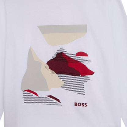 男童白色印花棉T恤