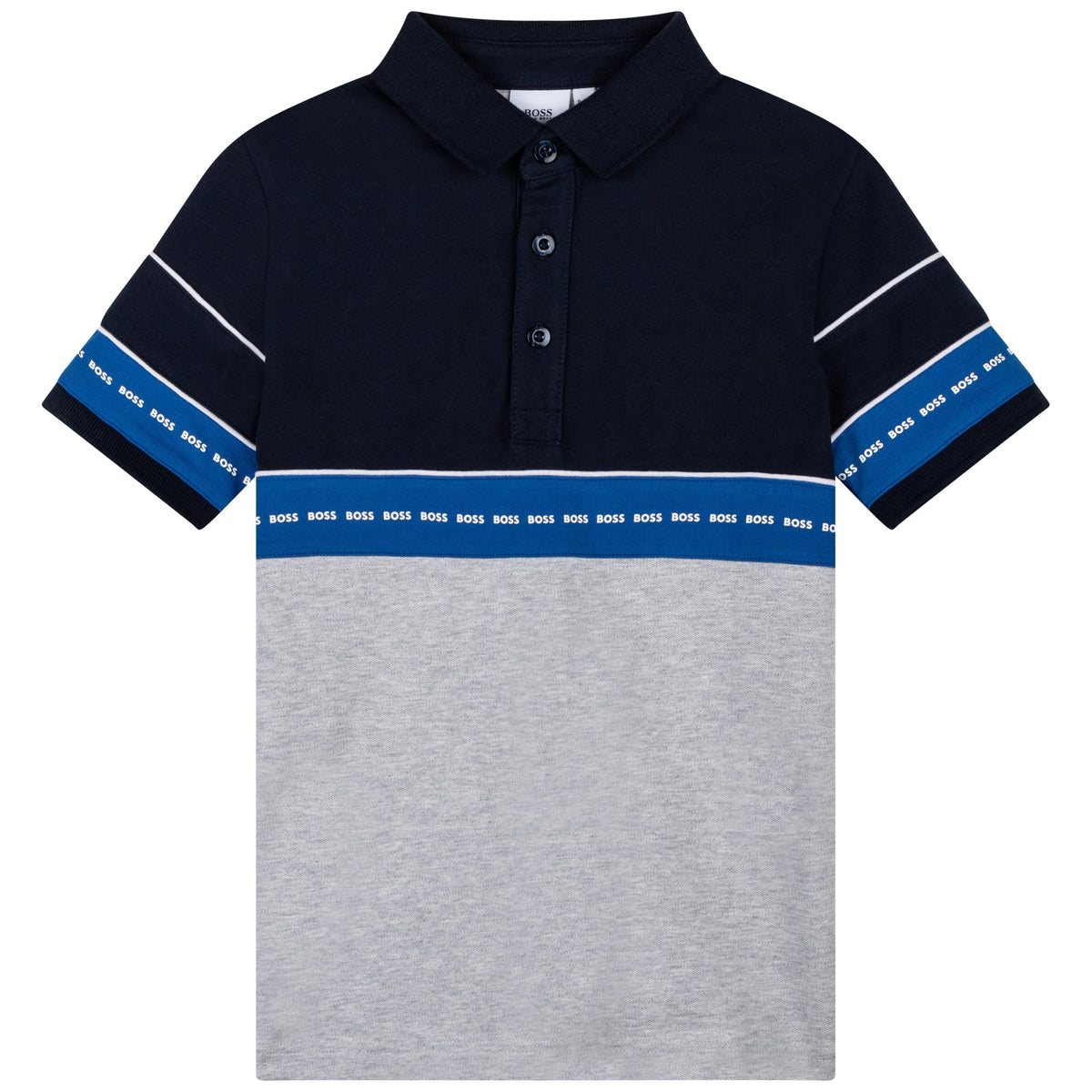 男童蓝色Logo棉Polo衬衫