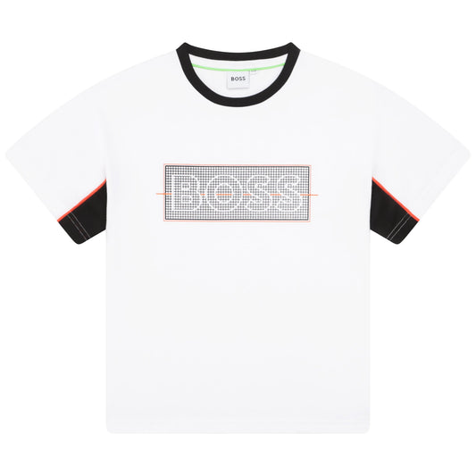 男童白色Logo棉T恤