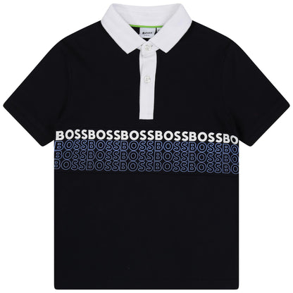 男童藏青色Logo棉Polo衫