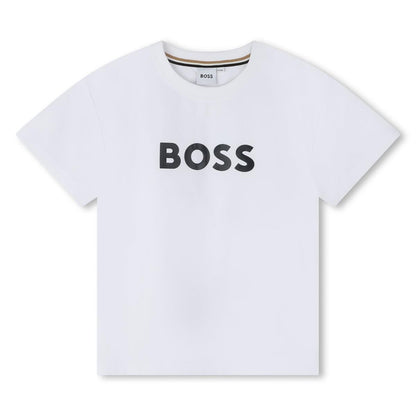 男童白色Logo棉T恤