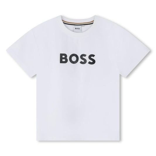 男童白色Logo棉T恤