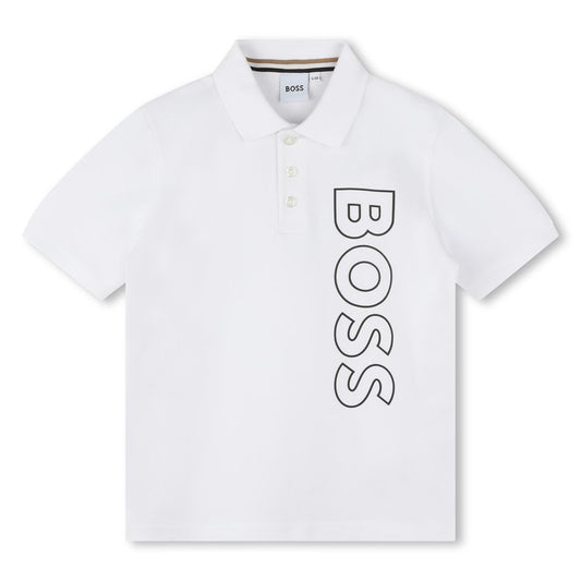 男童白色棉Polo衫