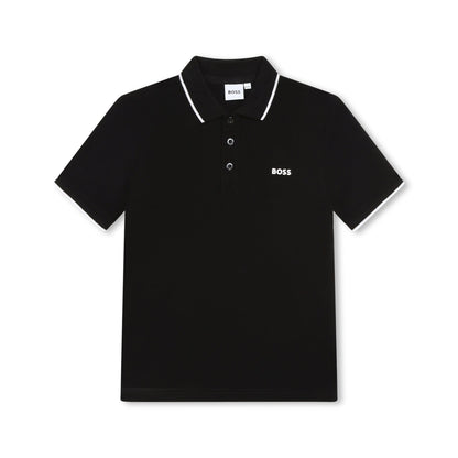 男童黑色棉Polo衫