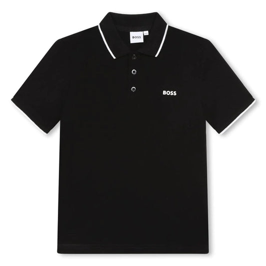 男童黑色Logo棉Polo衫