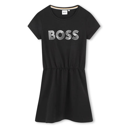 女童黑色棉连衣裙