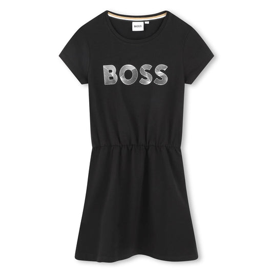 女童黑色棉连衣裙