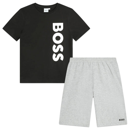 男童黑色Logo棉套装