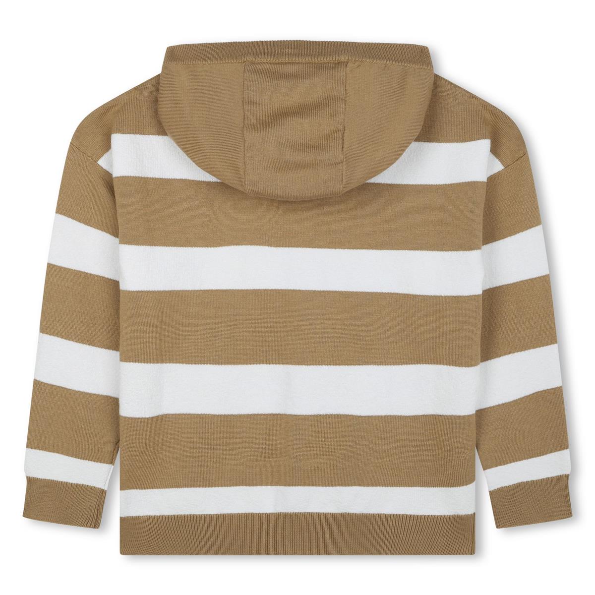 男童米色条纹拉链上衣