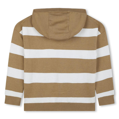 男童米色条纹拉链上衣