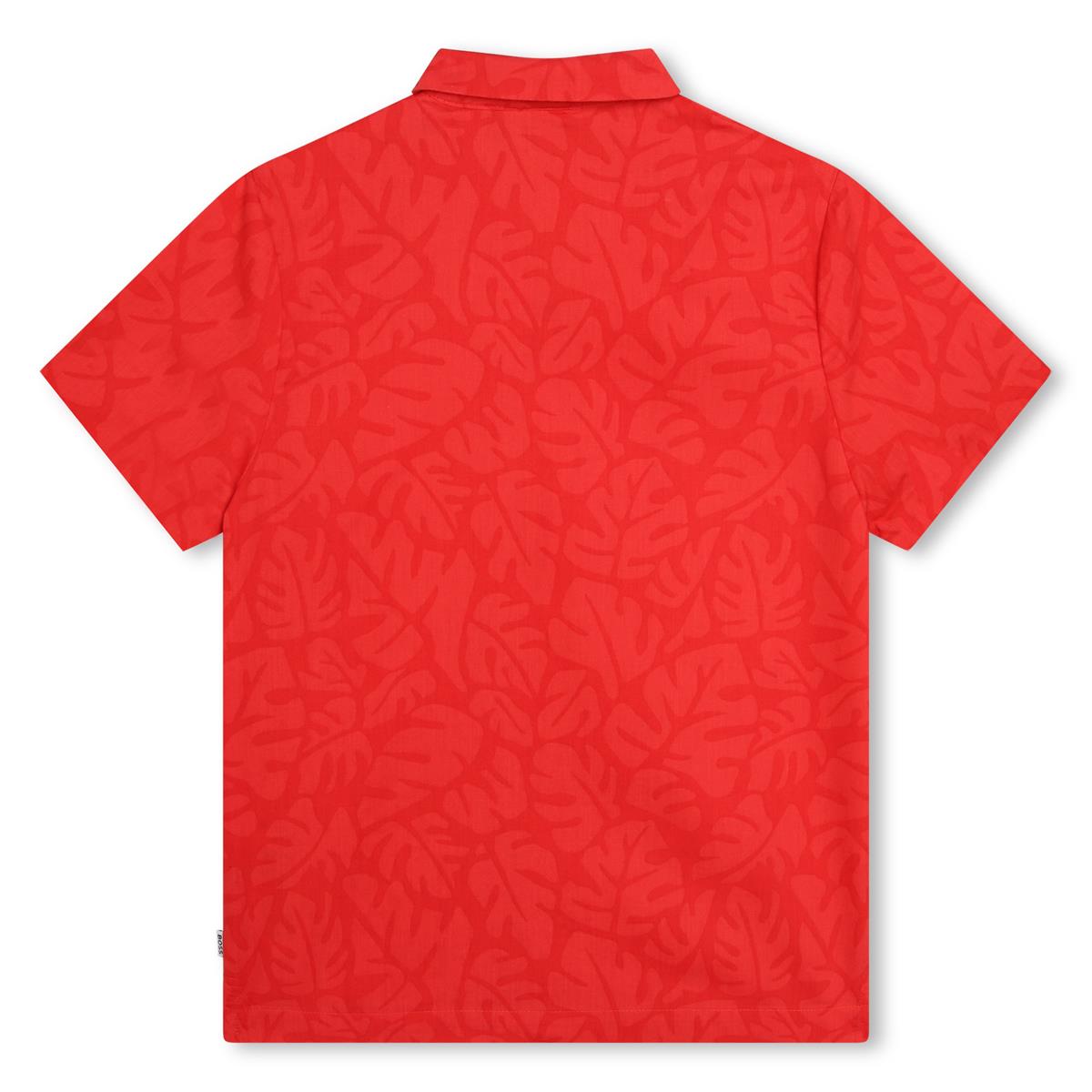 男童橙红色棉衬衫