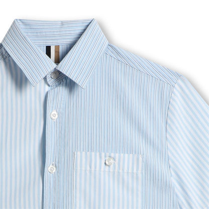 男童浅蓝色条纹棉衬衫