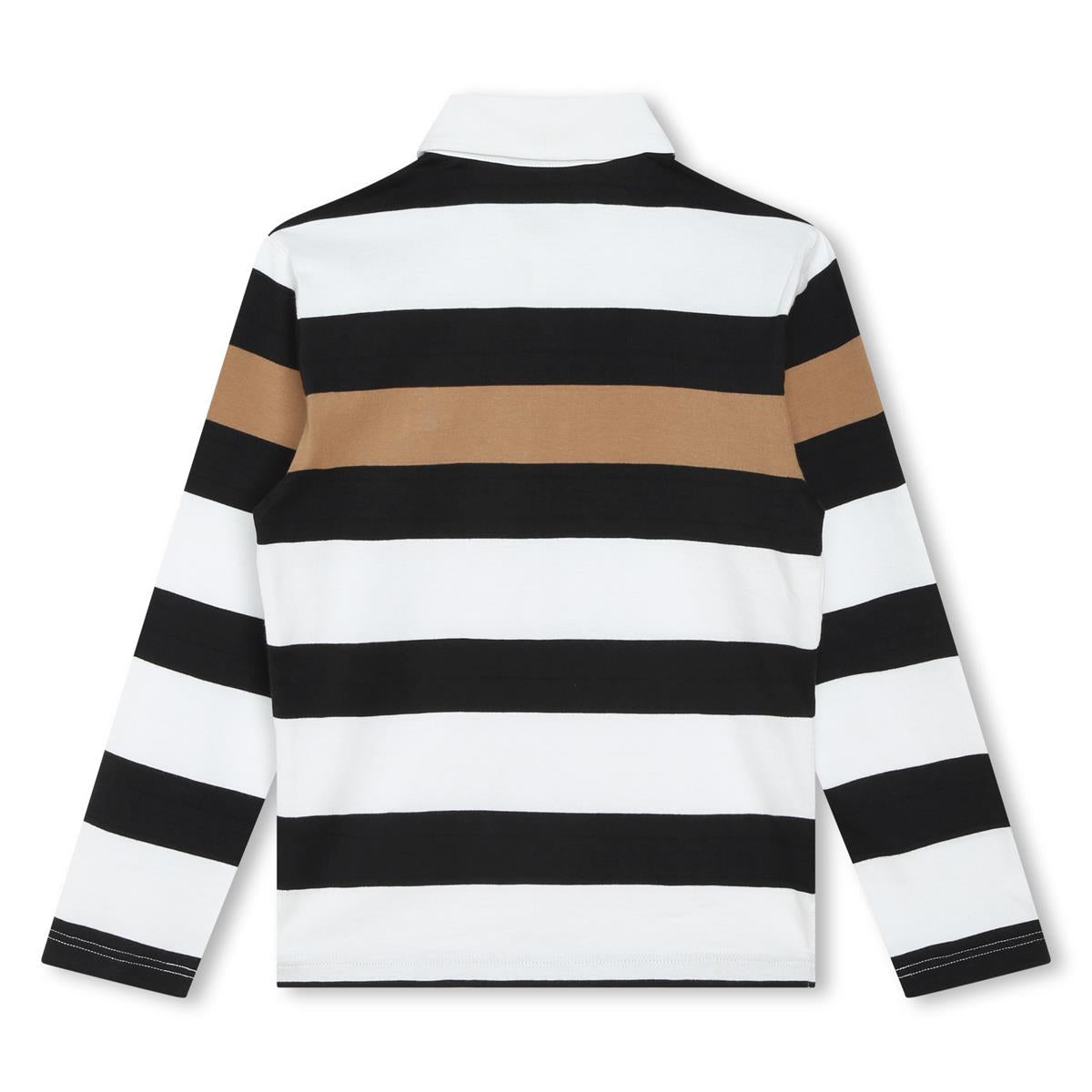 男童白色条纹棉Polo衫