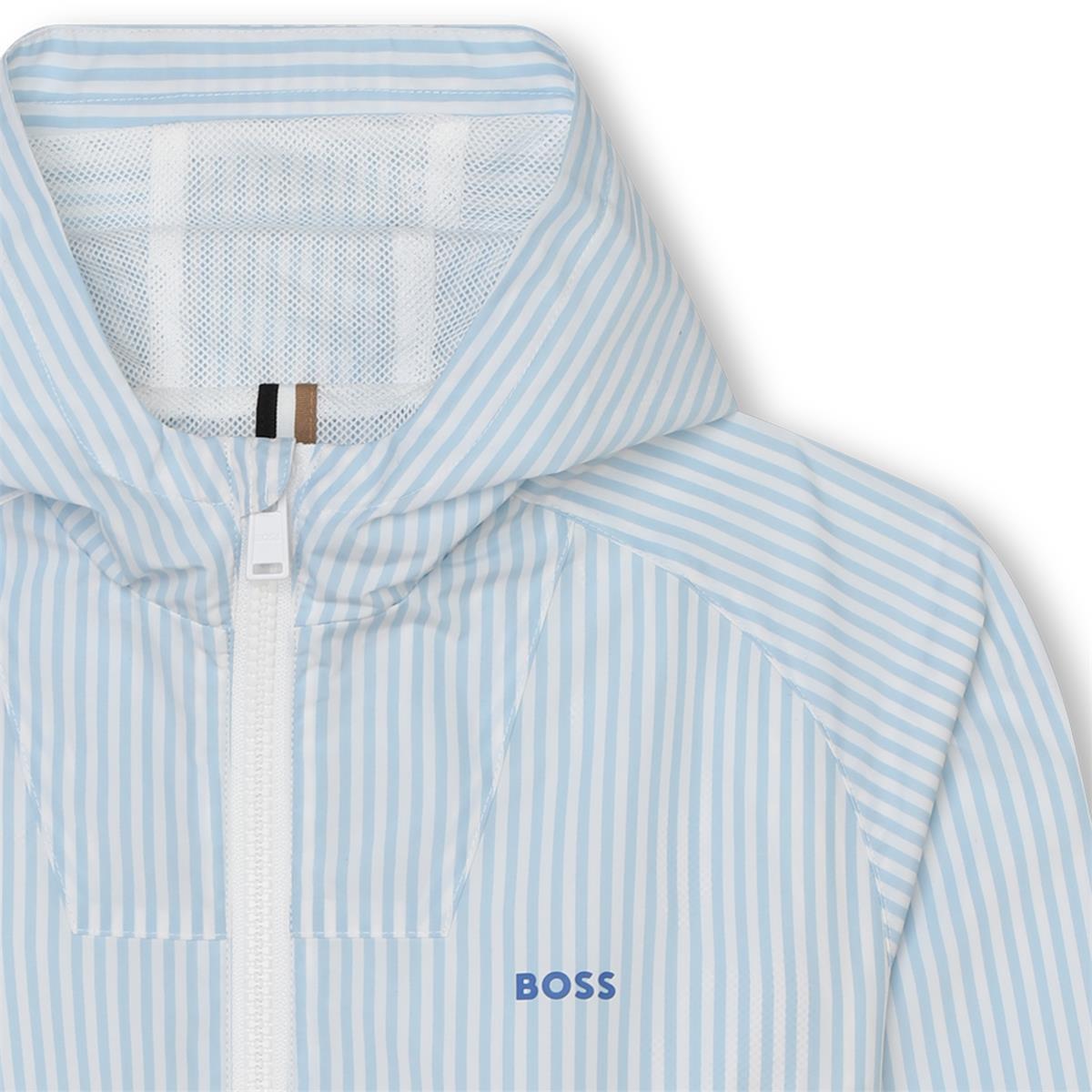 男童浅蓝色条纹拉链夹克