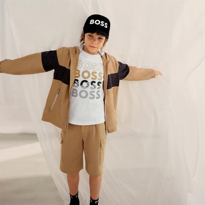 男童米色拉链夹克