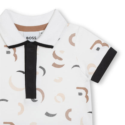 男婴白色棉连体衣