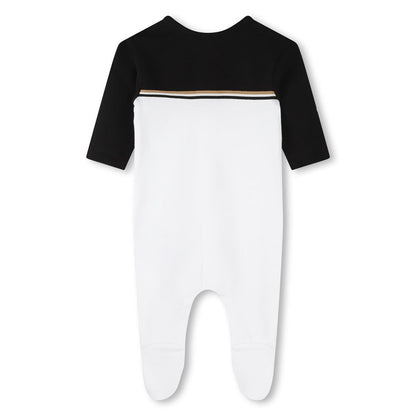 男婴白色棉连体衣套装