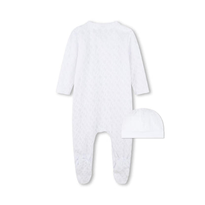 男婴白色棉连体衣套装