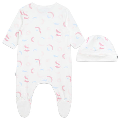 女婴白色棉连体衣套装