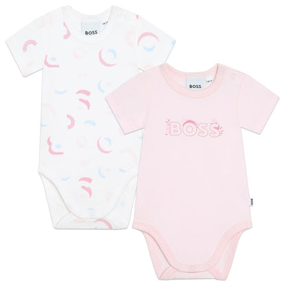 女婴粉色棉连体衣套装(2件)