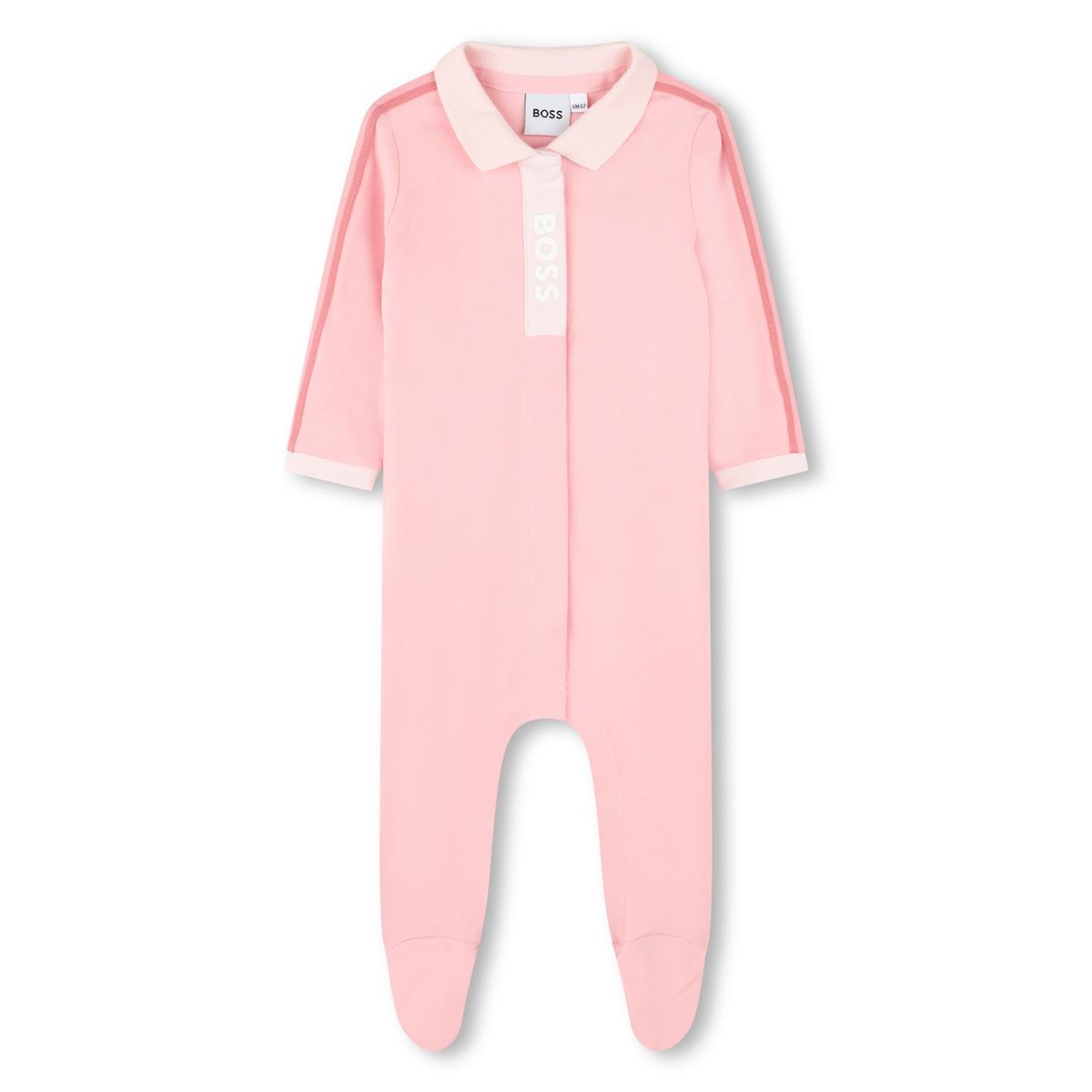 女婴粉色棉连体衣套装