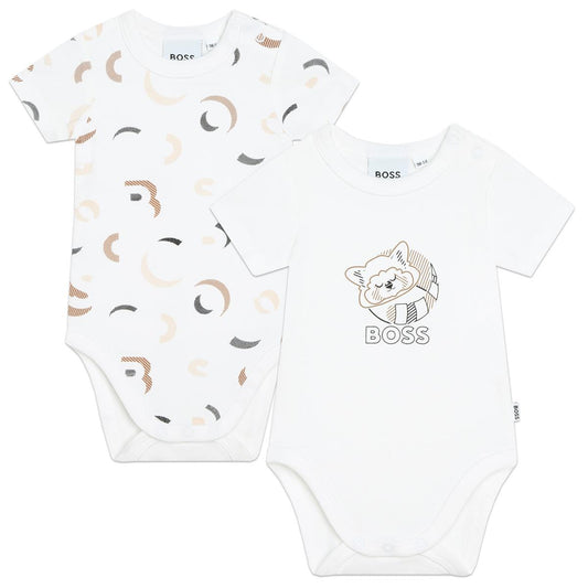 婴儿白色棉连体衣套装