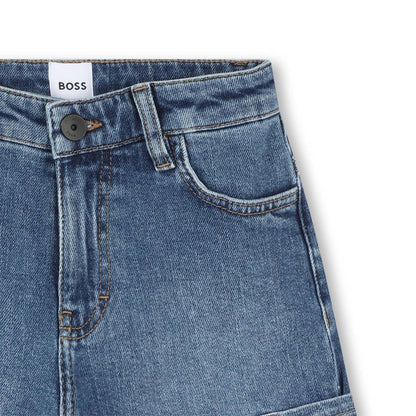 男童蓝色牛仔短裤