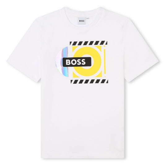 男童白色Logo棉T恤