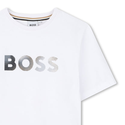 男童白色Logo棉T恤