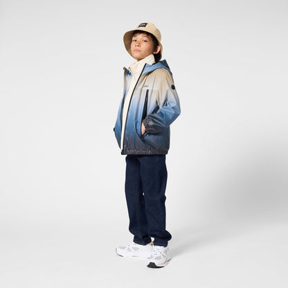 男童蓝色连帽拉链夹克