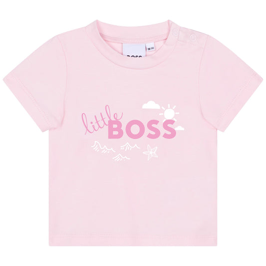女婴粉色Logo棉T恤