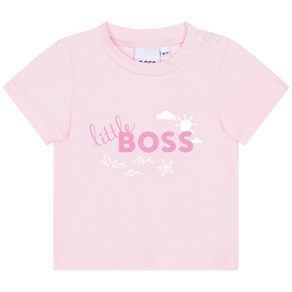 女婴粉色Logo棉T恤