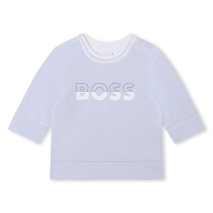 男婴浅蓝色Logo棉卫衣