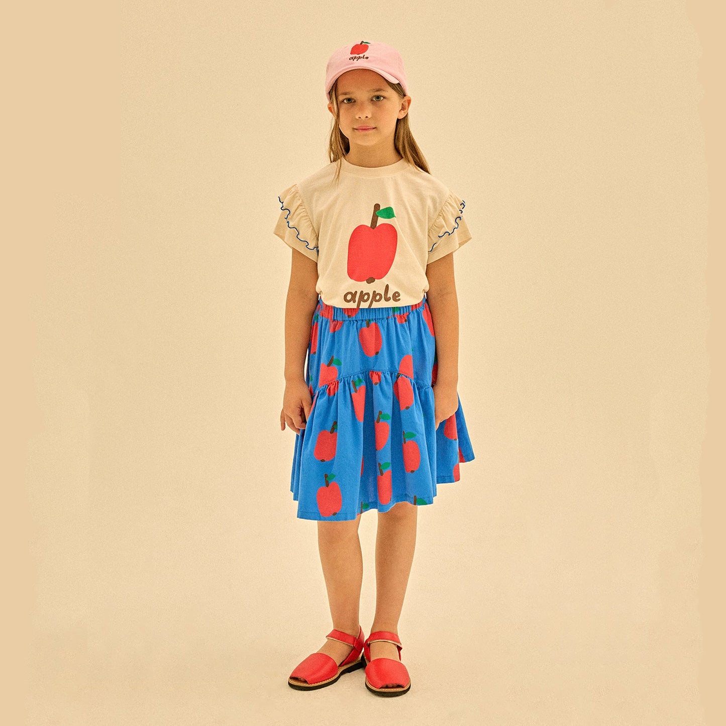 女童象牙白印花棉T恤