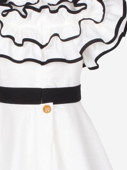 Girls Frilly Glamour Dress in White