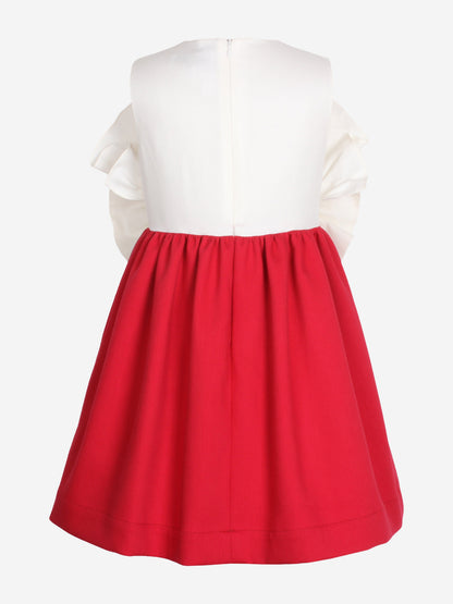 Jessie And James Girls Out Of The Blue Fan Bow Ruffle Dress in Red