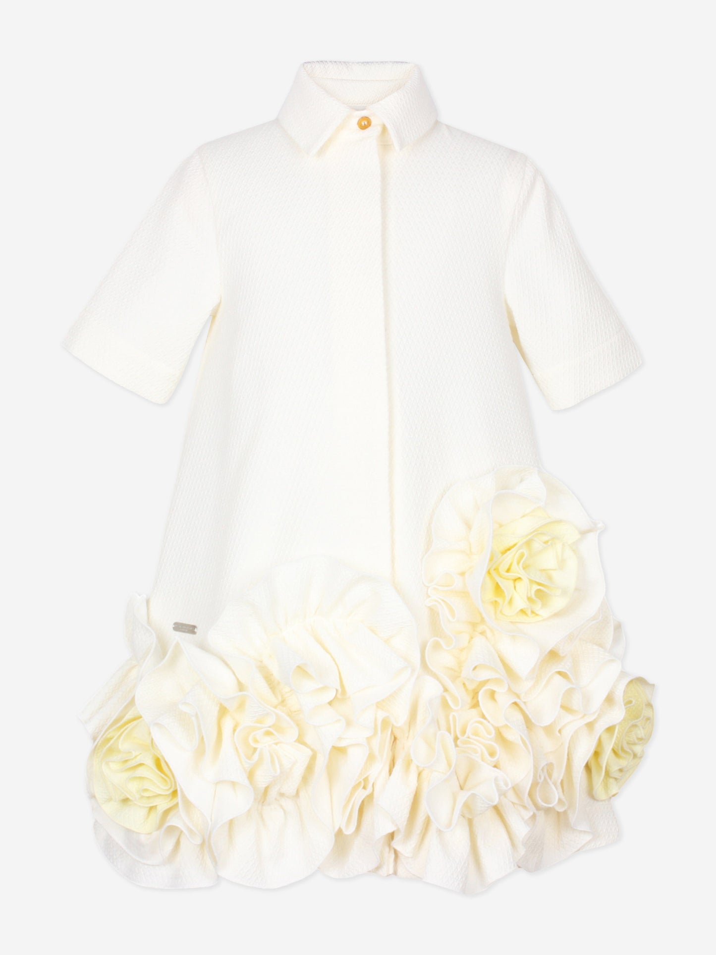 Jessie And James Girls Dream On Frilly Flower Dress in Ivory