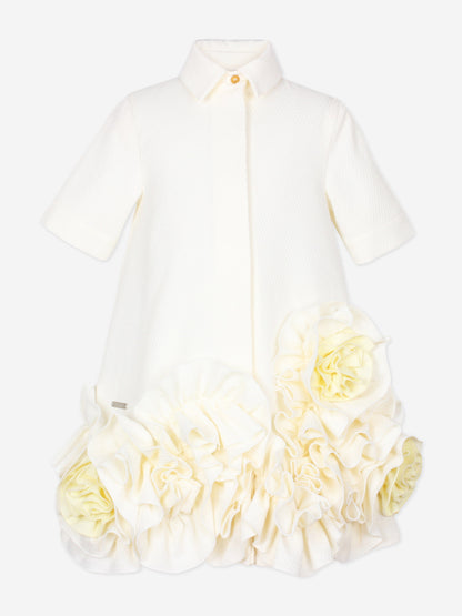 Jessie And James Girls Dream On Frilly Flower Dress in Ivory