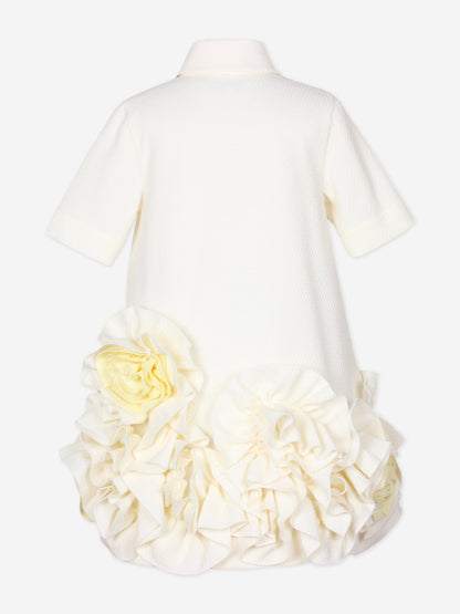Jessie And James Girls Dream On Frilly Flower Dress in Ivory