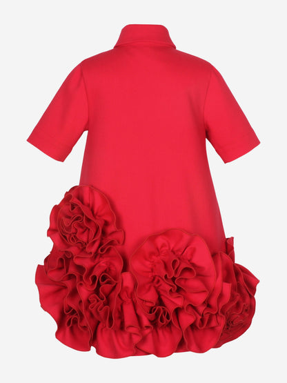 Jessie And James Girls Dream On Frilly Flower Dress in Red