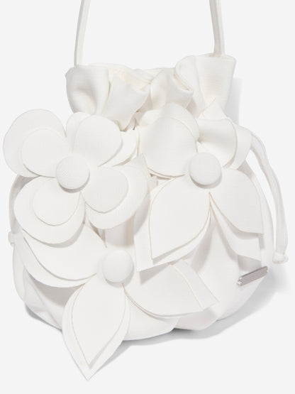 Girls Willow Flower Bag in White (22.5cm)