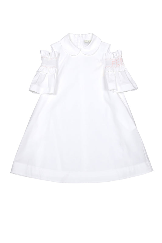 Girls White Cotton Dress