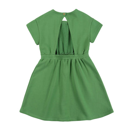 女童绿色棉连衣裙