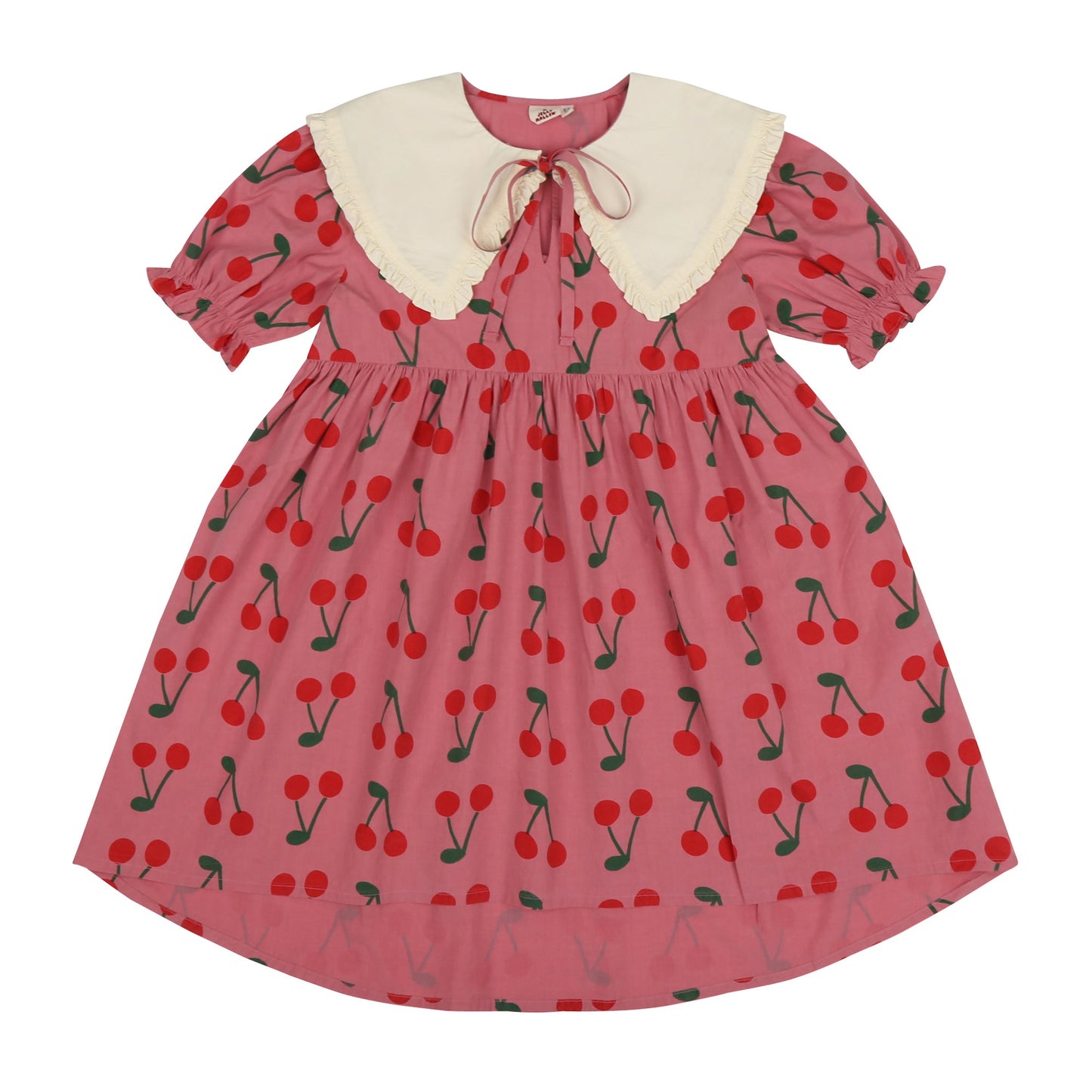 女童粉色樱桃印花棉连衣裙