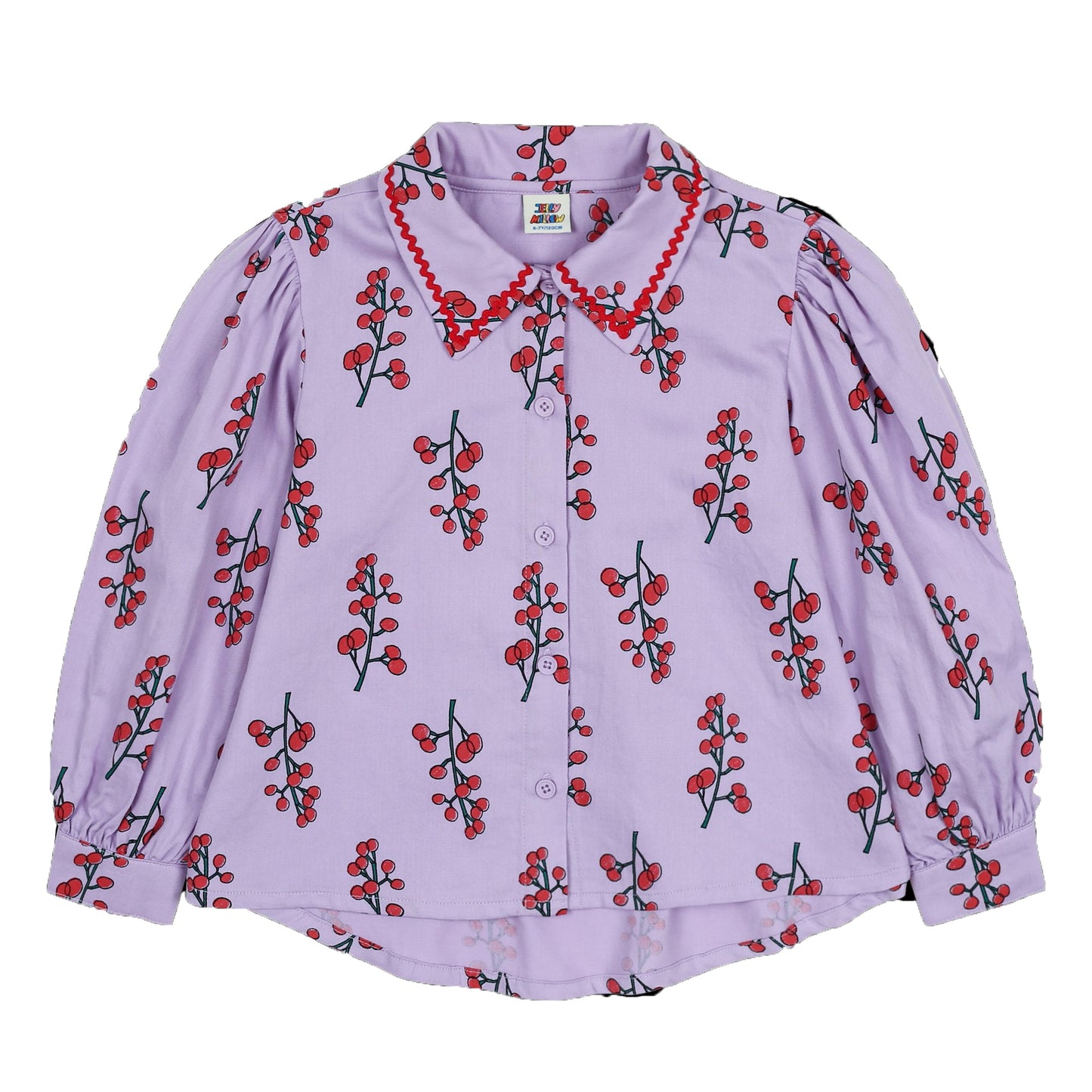 女童紫色碎花棉衬衫
