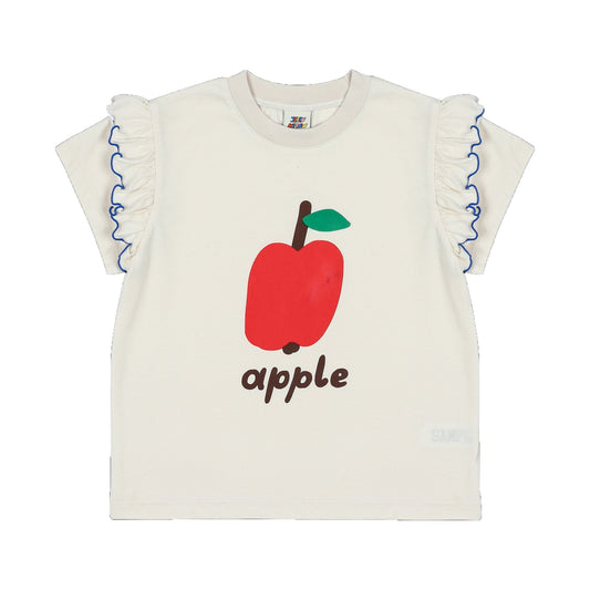 女童象牙白印花棉T恤