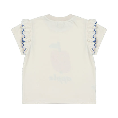 女童象牙白印花棉T恤