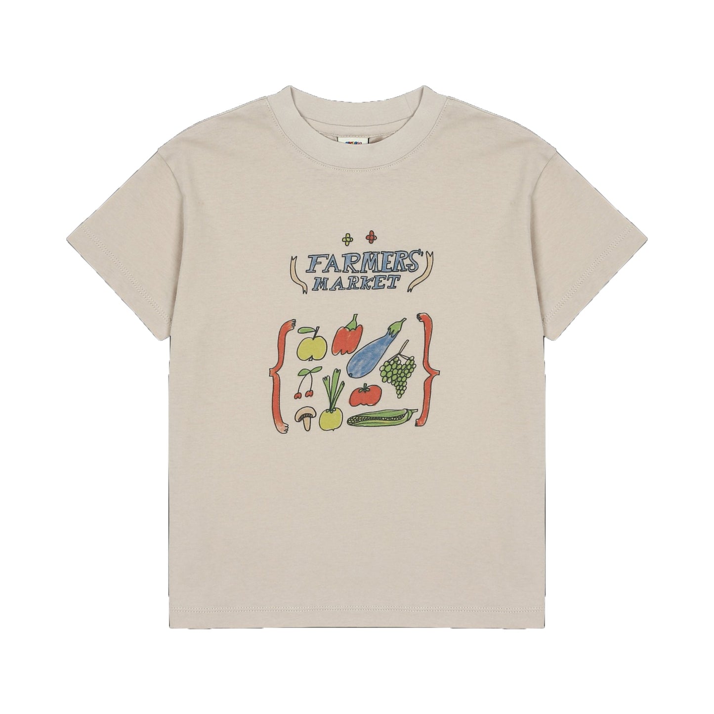 儿童米白色印花棉T恤