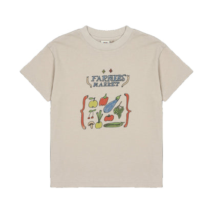 儿童米白色印花棉T恤