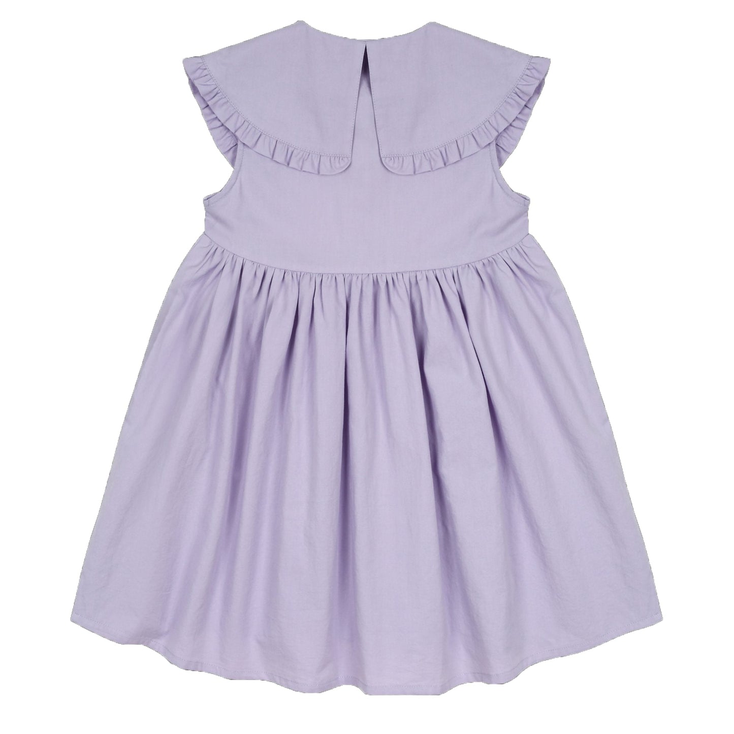 女童紫色荷叶领棉连衣裙